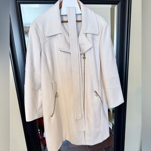 Michael Kors Cream Wool Belted Pea Coat